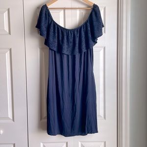 LANE BRYANT Convertible Off-the-Shoulder A Line Dress w/ Lace Cutout design